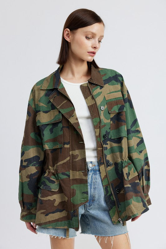 CAMO OVERSIZED JACKET - Pikemla