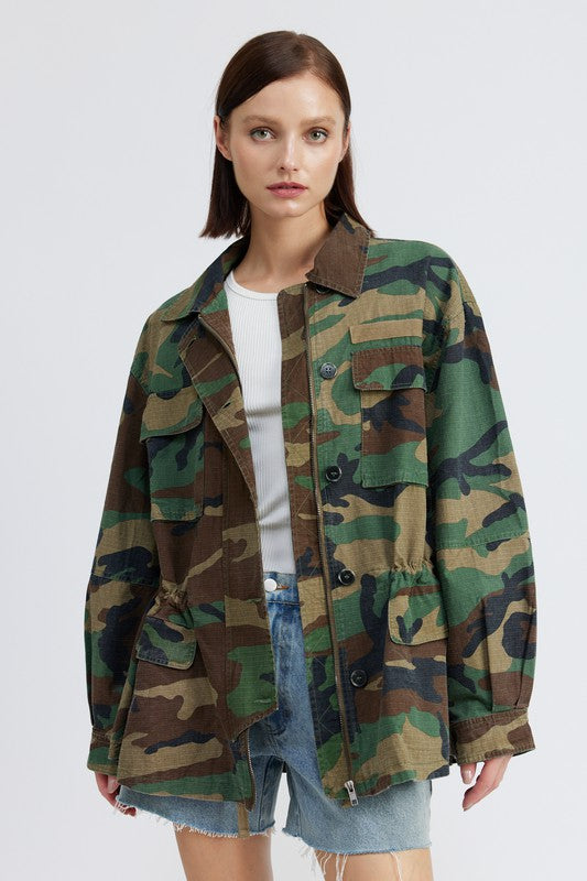 CAMO OVERSIZED JACKET - Pikemla