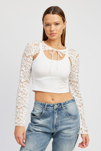 LONG SLEEVE LACE BOLERO - Pikemla