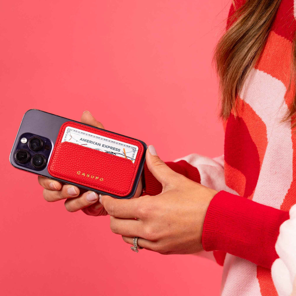 Mag Safe Leather Wallet with RFID - Red