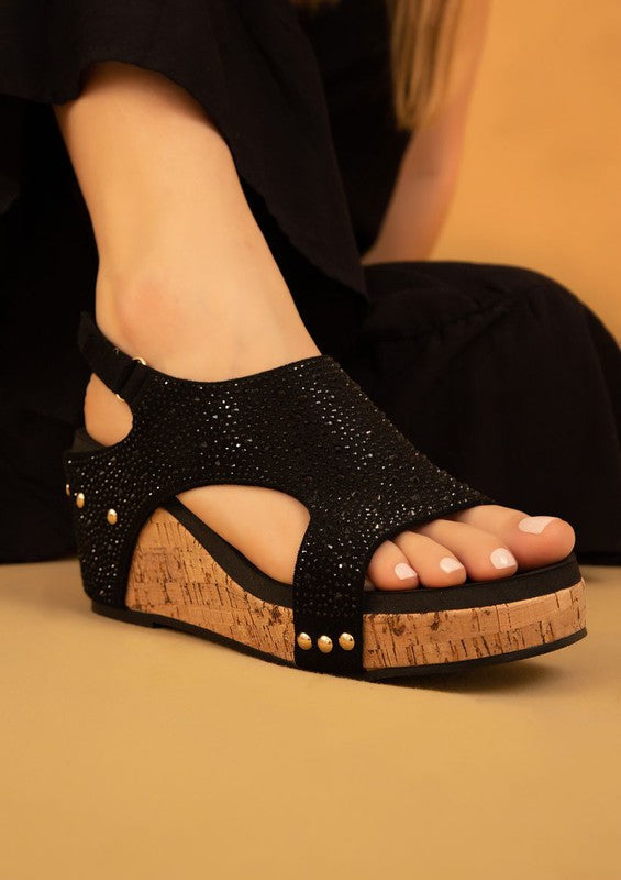 BARBARA RHINESTONE COVERED WEDGES - Pikemla