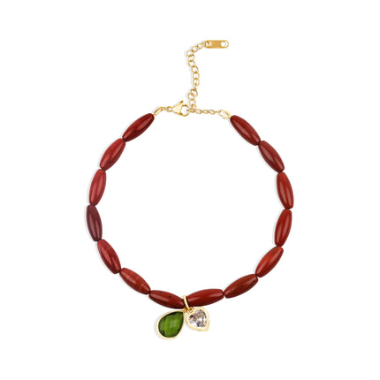 Red Jasper Anklet with Gem Charms
