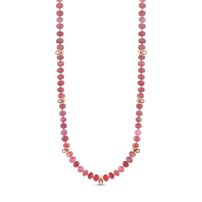 Pink Tourmaline Necklace with Faceted Gem Accents
