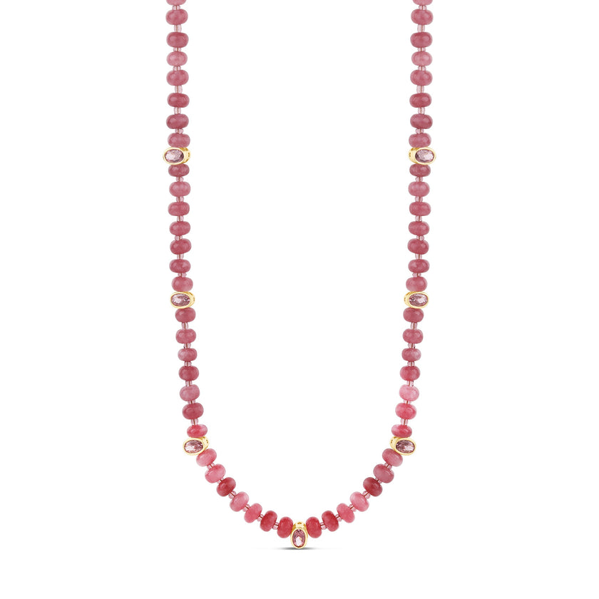 Pink Tourmaline Necklace with Faceted Gem Accents