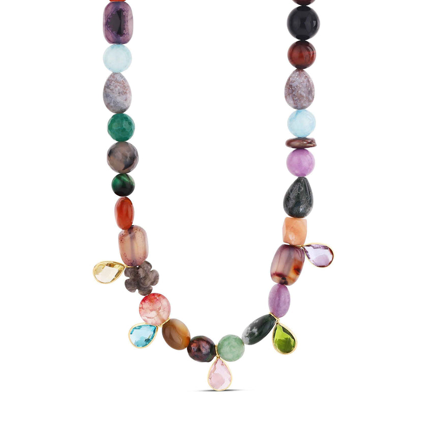Rainbow Gemstone & Crystal Drop Necklace
