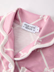 Mommy & me Autumn Check Bow Girls Lapel Pajamas