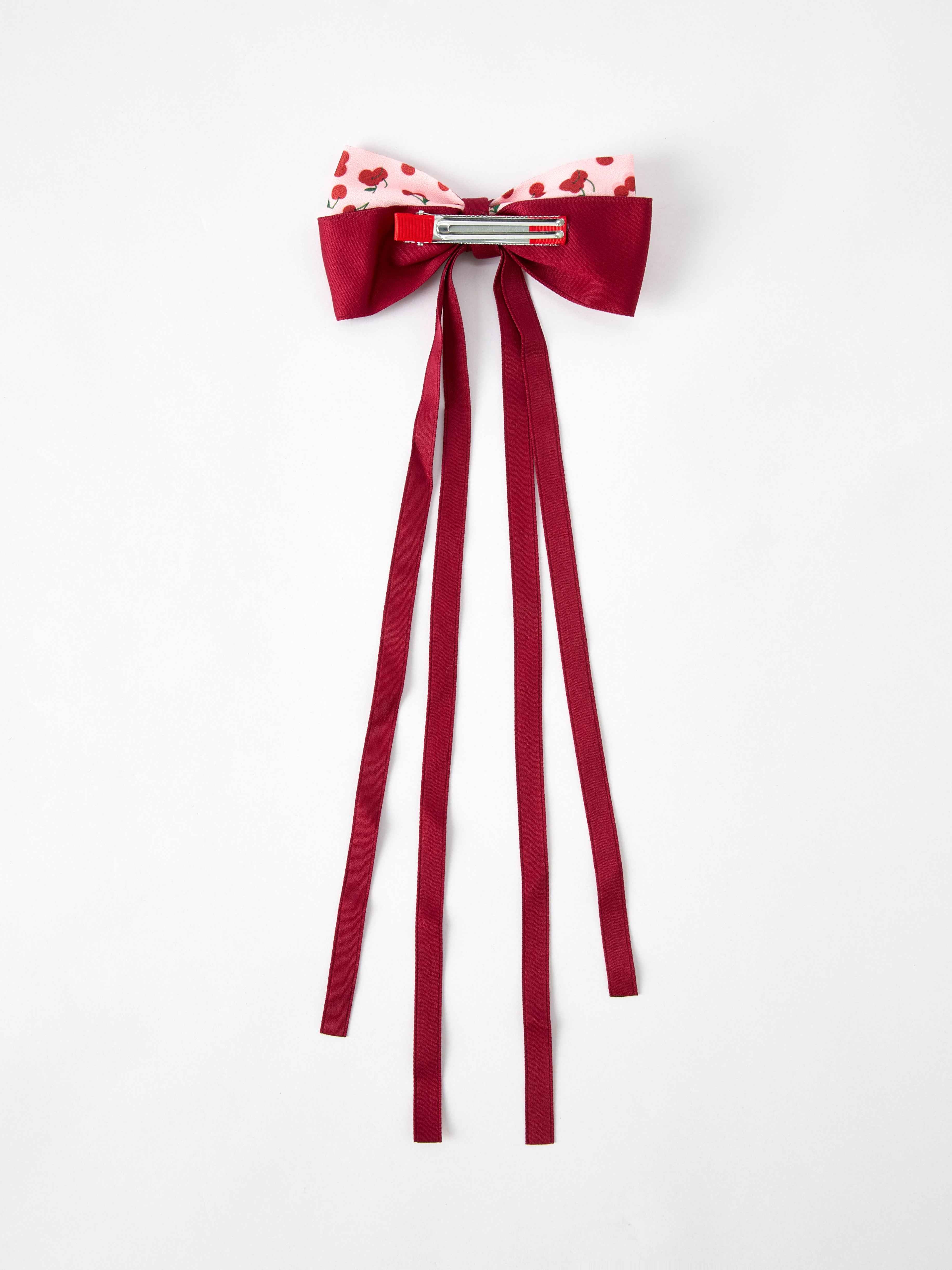 Cherry Bow Ribbon 4.5 Inch Hairpin
