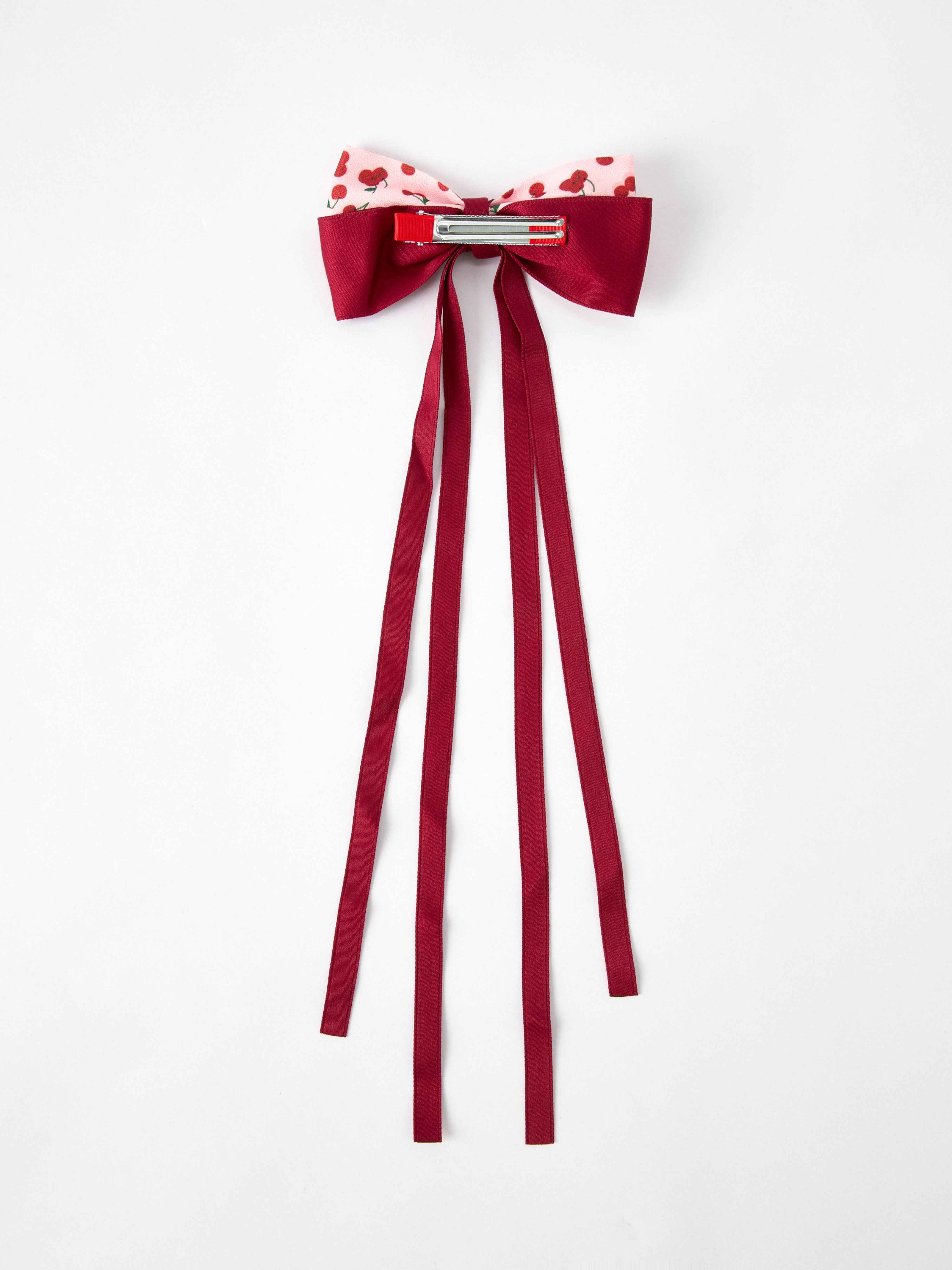 Cherry Bow Ribbon 4.5 Inch Hairpin