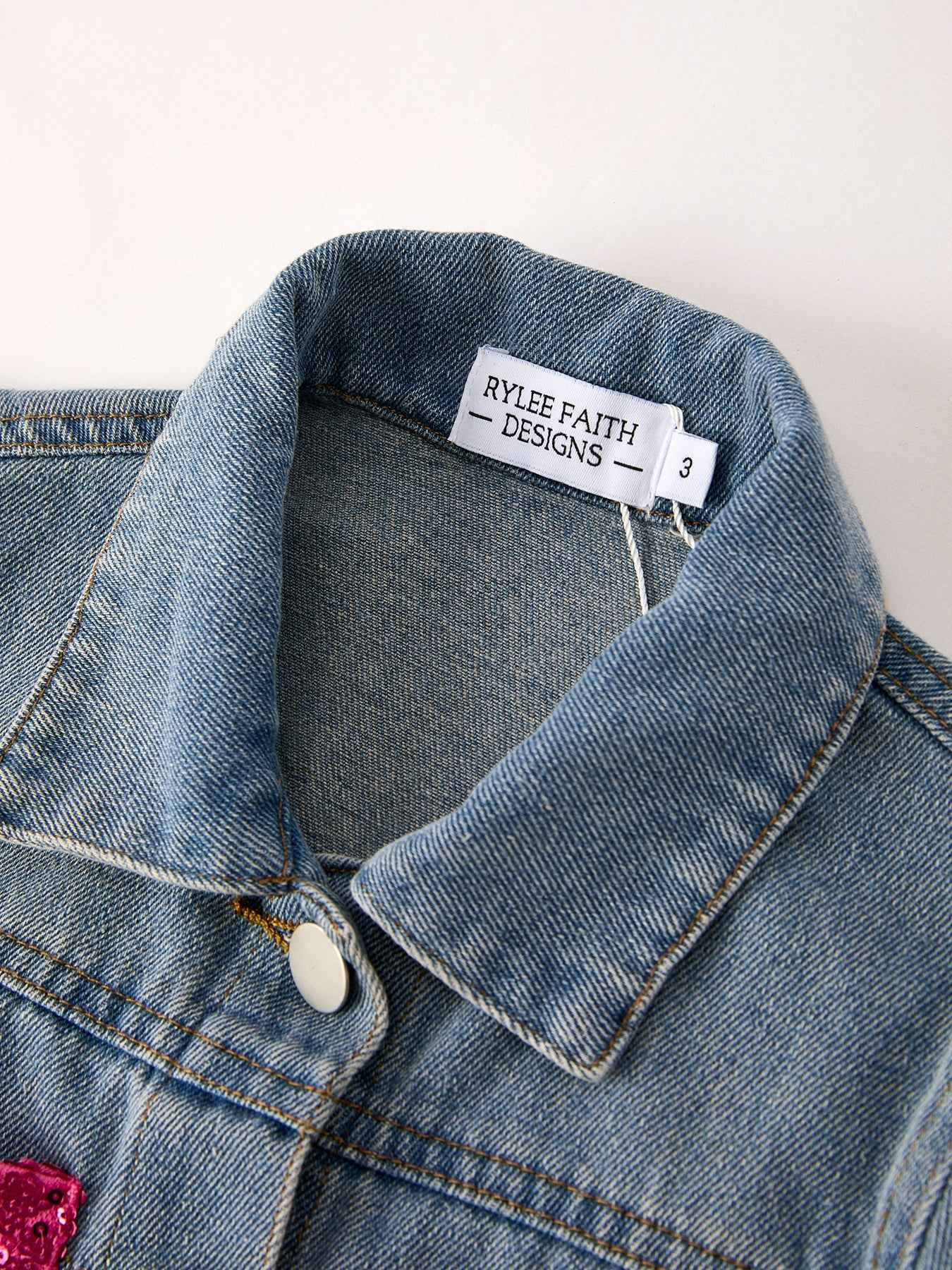 Girls Autumn Denim Sequined Jacket Top