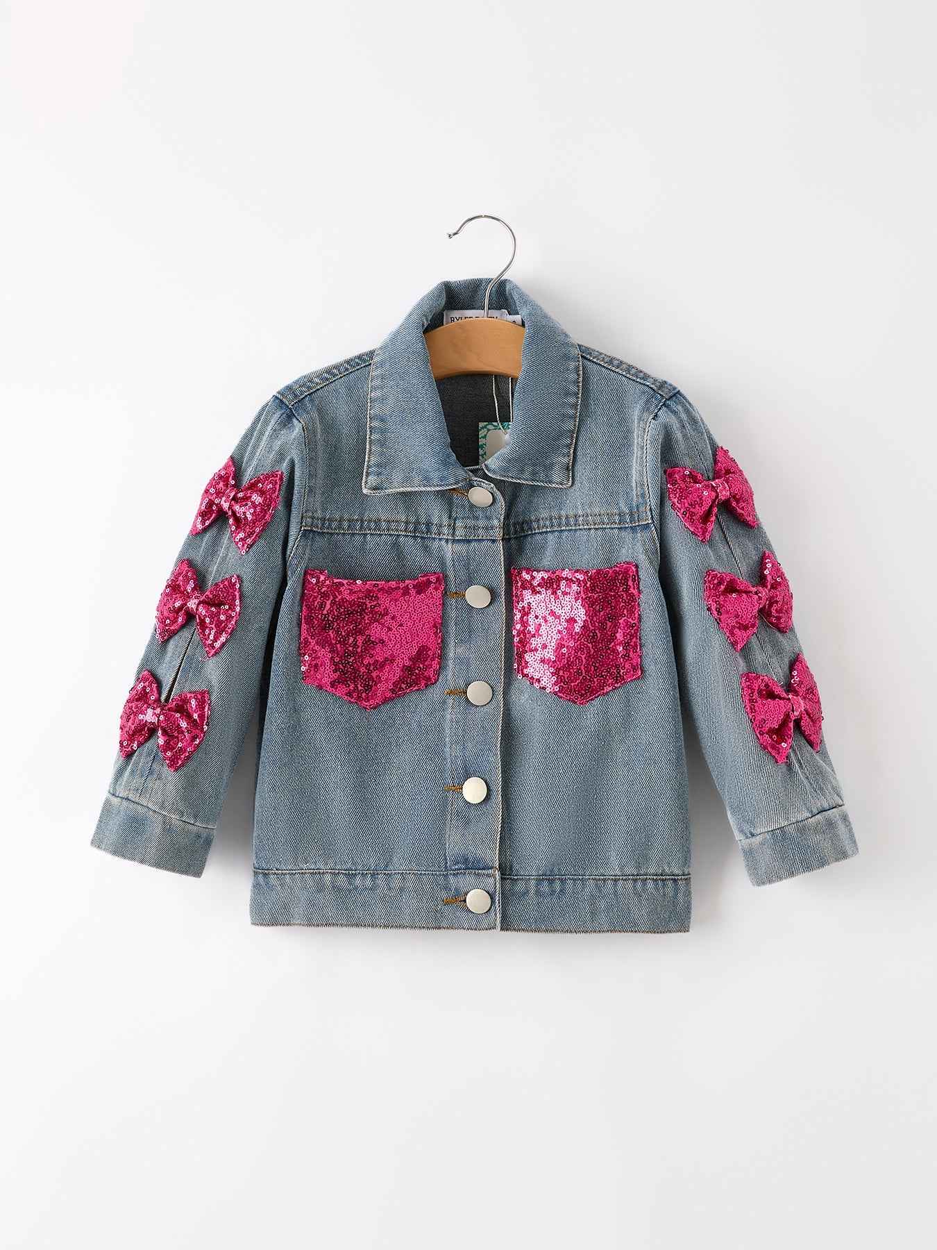 Girls Autumn Denim Sequined Jacket Top