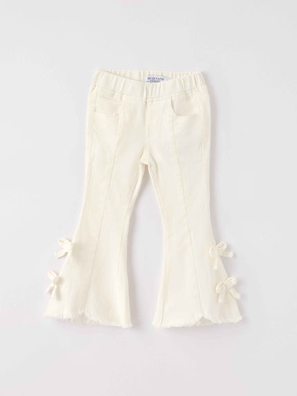 Charming White Denim Pants with Cute Bows