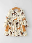 Western Horse Print Long Sleeve Dress