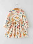 Charming Chicken & Butterfly Girls Dress with Cute Ruffled Pockets