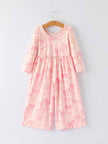 Girls Pink Bow Print Long Sleeve Jumpsuit