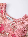 Fall Sweet Floral Pattern Dress with Pockets and Ruffle Hem for Girls