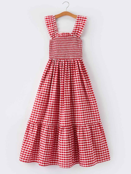 Mommy & Me Adult Dress – Red Plaid Sleeveless Outfit for Party