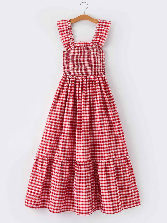 Mommy & Me Adult Dress – Red Plaid Sleeveless Outfit for Party