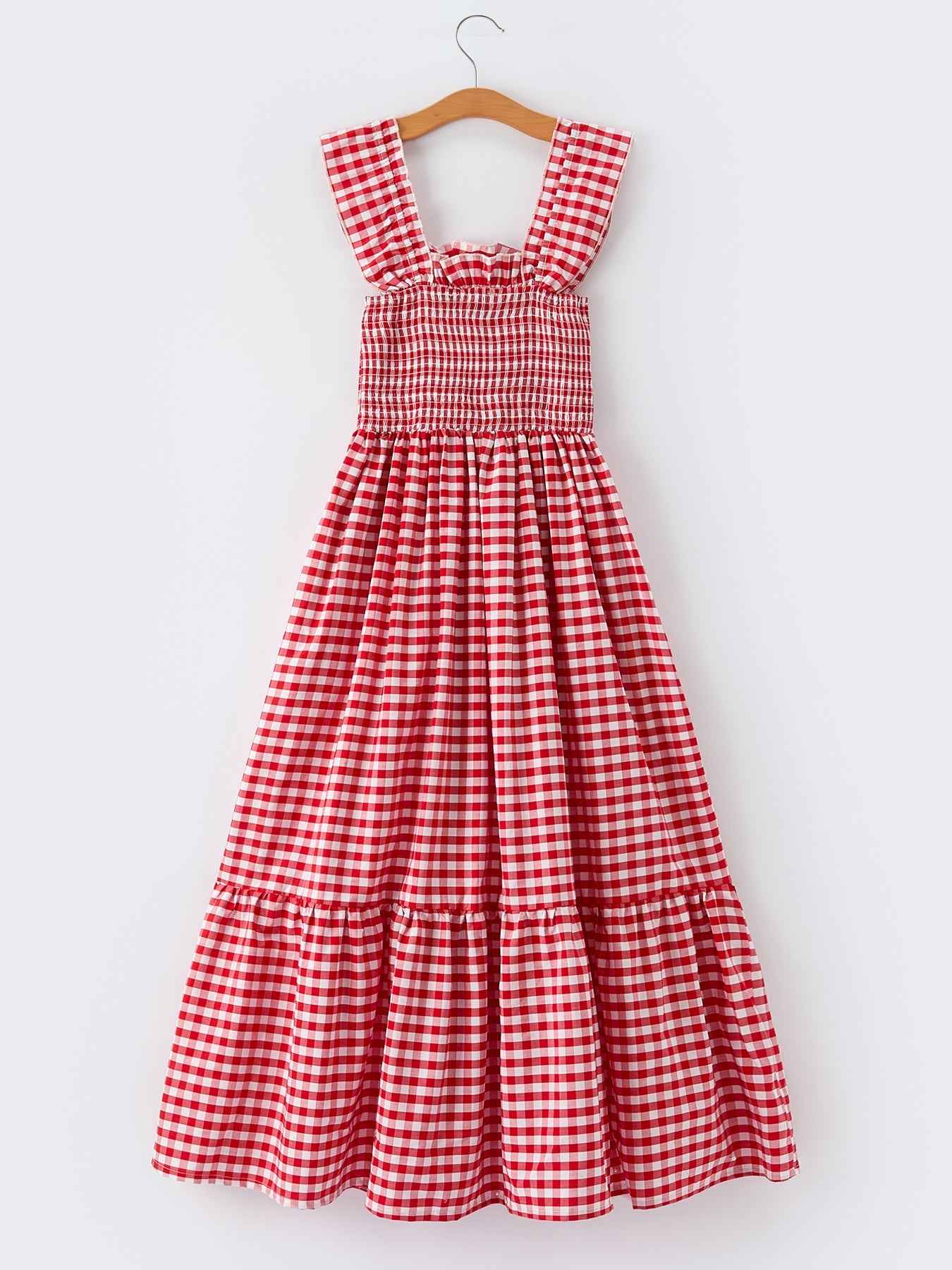 Mommy & Me Adult Dress – Red Plaid Sleeveless Outfit for Party