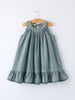 Girls Denim Ruffle Trim A-Line Dress
