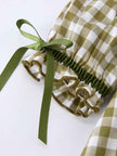 Green Plaid Fish Embroidered Baby Girls Smocked Dress