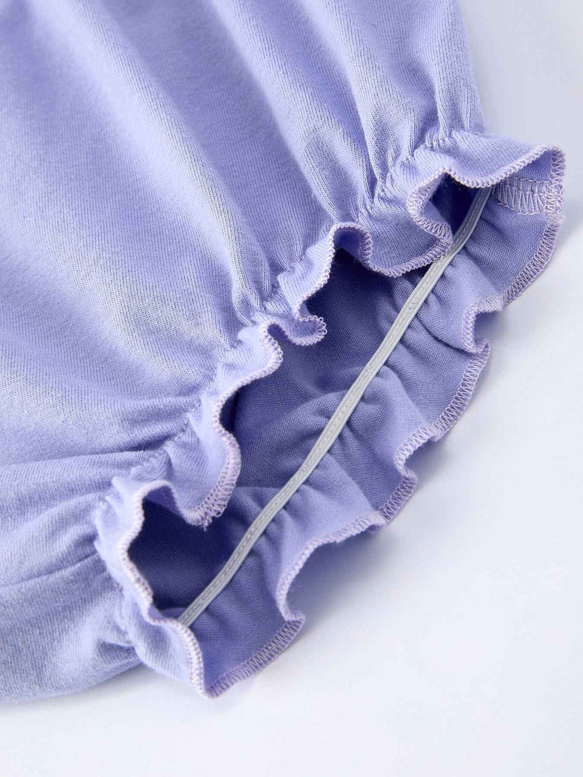 Purple Floral Smocked Embroidery Baby Girls Bloomers Set