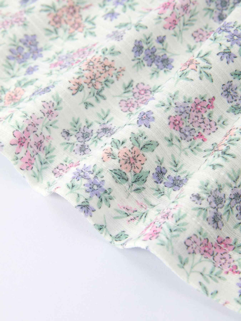 Purple Floral Smocked Embroidery Baby Girls Bloomers Set