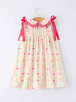 Summer Floral Bow Ruffle Girls Dress