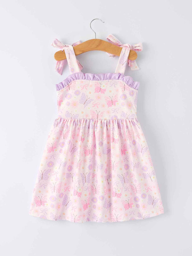 Butterfly Embroidery Smocking Bow Baby Girls Dress