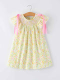 Spring Floral Smocked Girl Dress