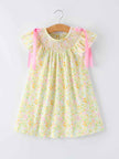 Spring Floral Smocked Girl Dress