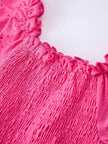 Spring Hot Pink Short-sleeved Girls Jumpsuit