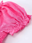 Spring Hot Pink Short-sleeved Girls Jumpsuit
