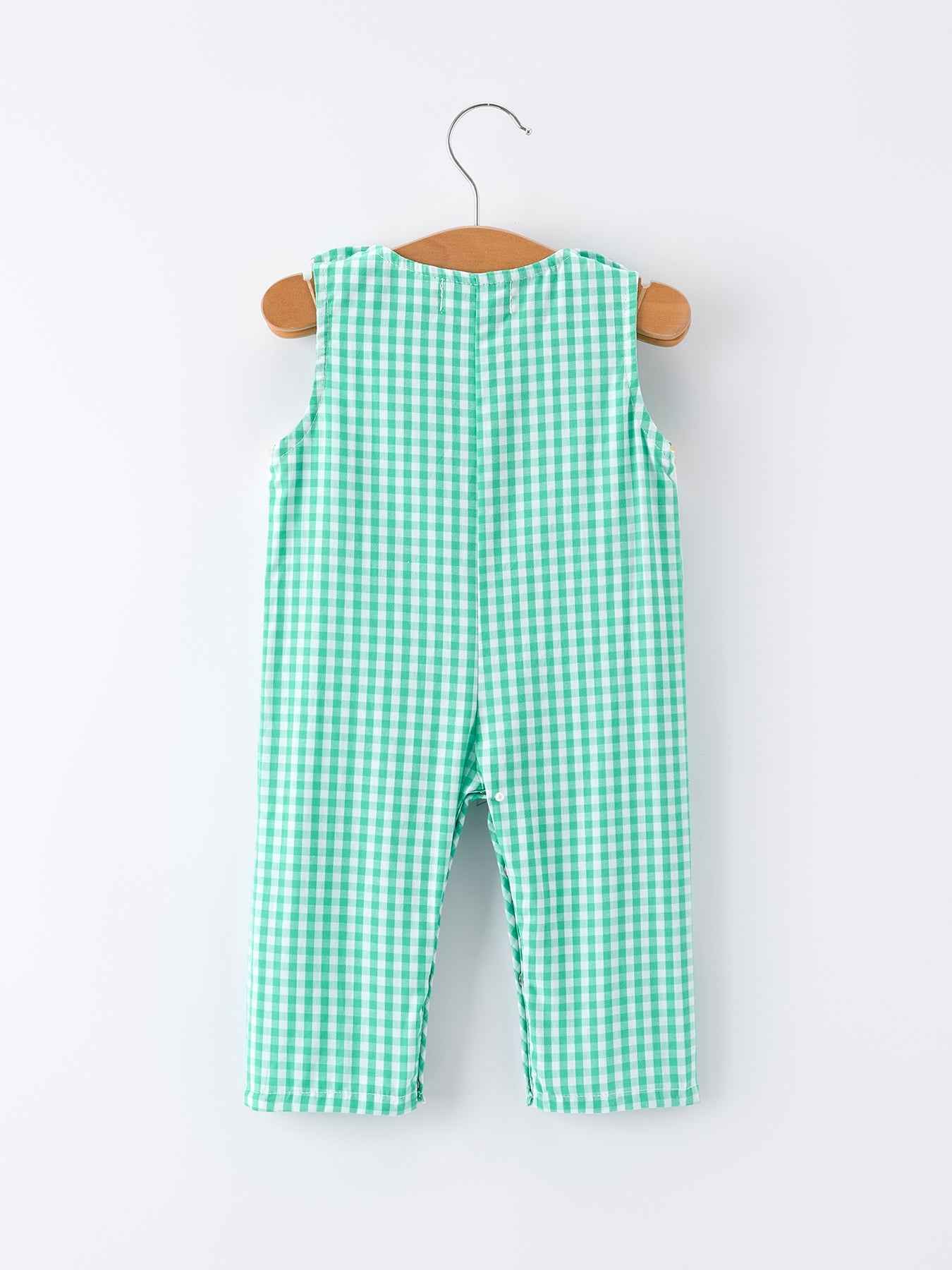 Pickle Ball Embroidered Smocked Green Baby Boys Romper