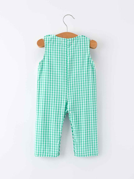 Pickle Ball Embroidered Smocked Green Baby Boys Romper