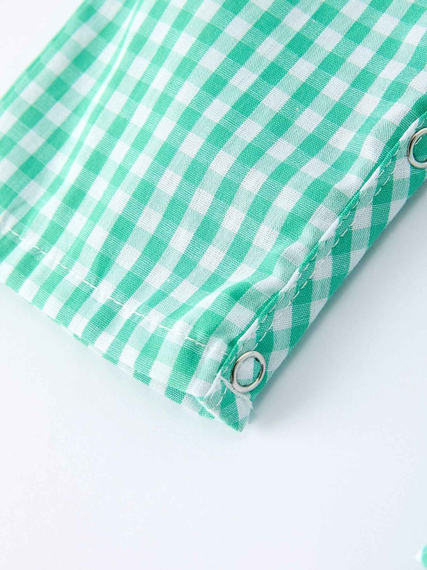 Pickle Ball Embroidered Smocked Green Baby Boys Romper