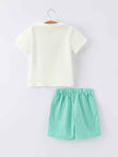 Pickle Ball Spring Gingham Embroidered Smocked Green Boys Shorts Set