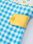 Fish Embroidery Smocking Plaid Baby Boy Romper