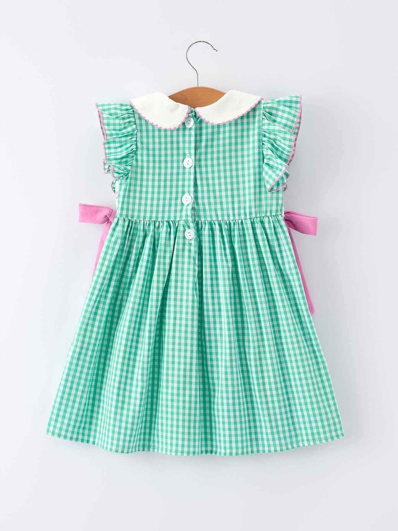 Spring Gingham Bow Ruffle Smocked Pickle Ball Girl Dress