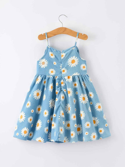 Spring Daisy Girls' Blue Denim Dress