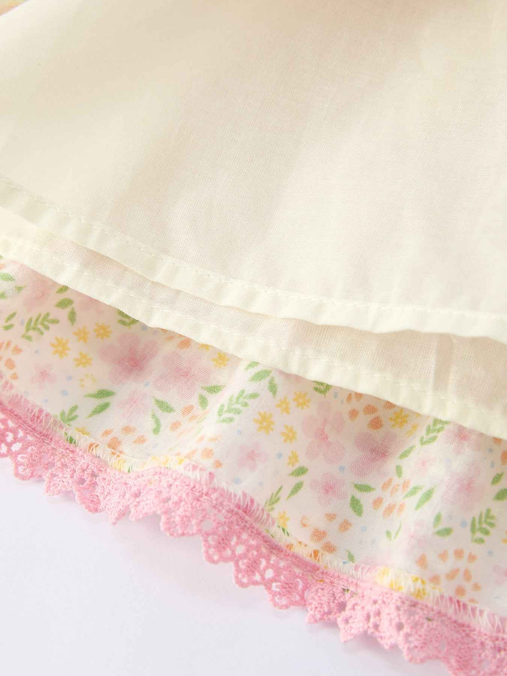 Spring Floral Girls Ruffle Dress With Bow Straw Hat Set