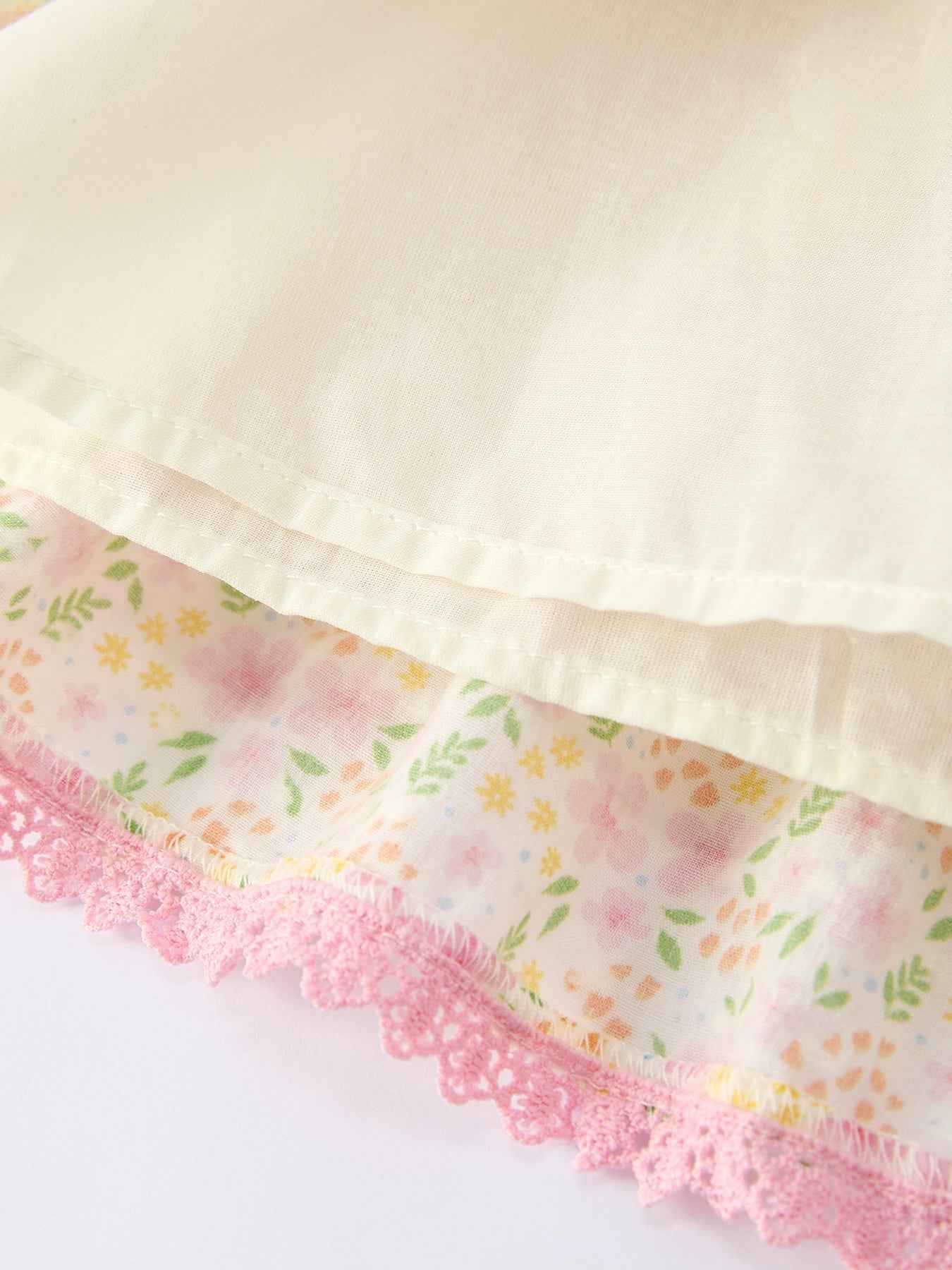 Spring Floral Girls Ruffle Dress With Bow Straw Hat Set