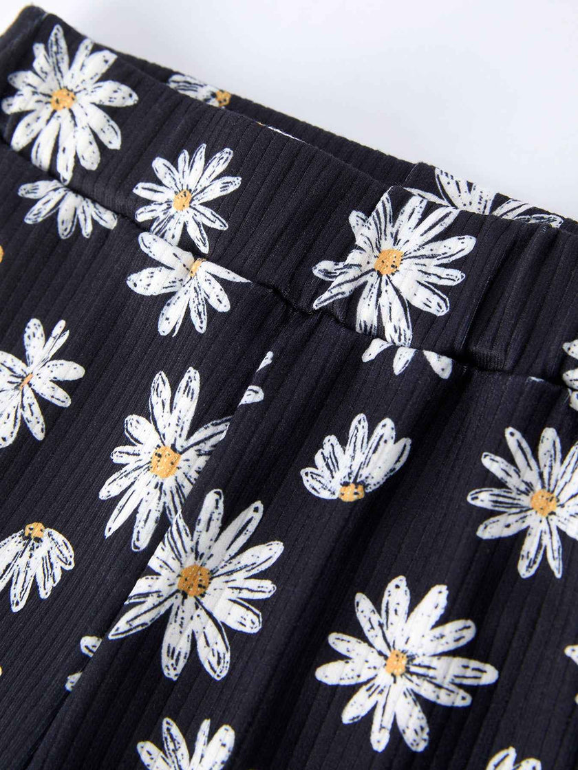 Girls' Spring Daisy Set Ruched Tie Sleeve