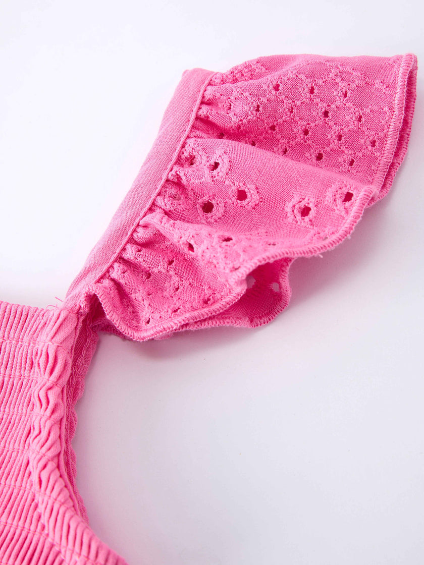Pink Girl Smocked Ruffle Dress
