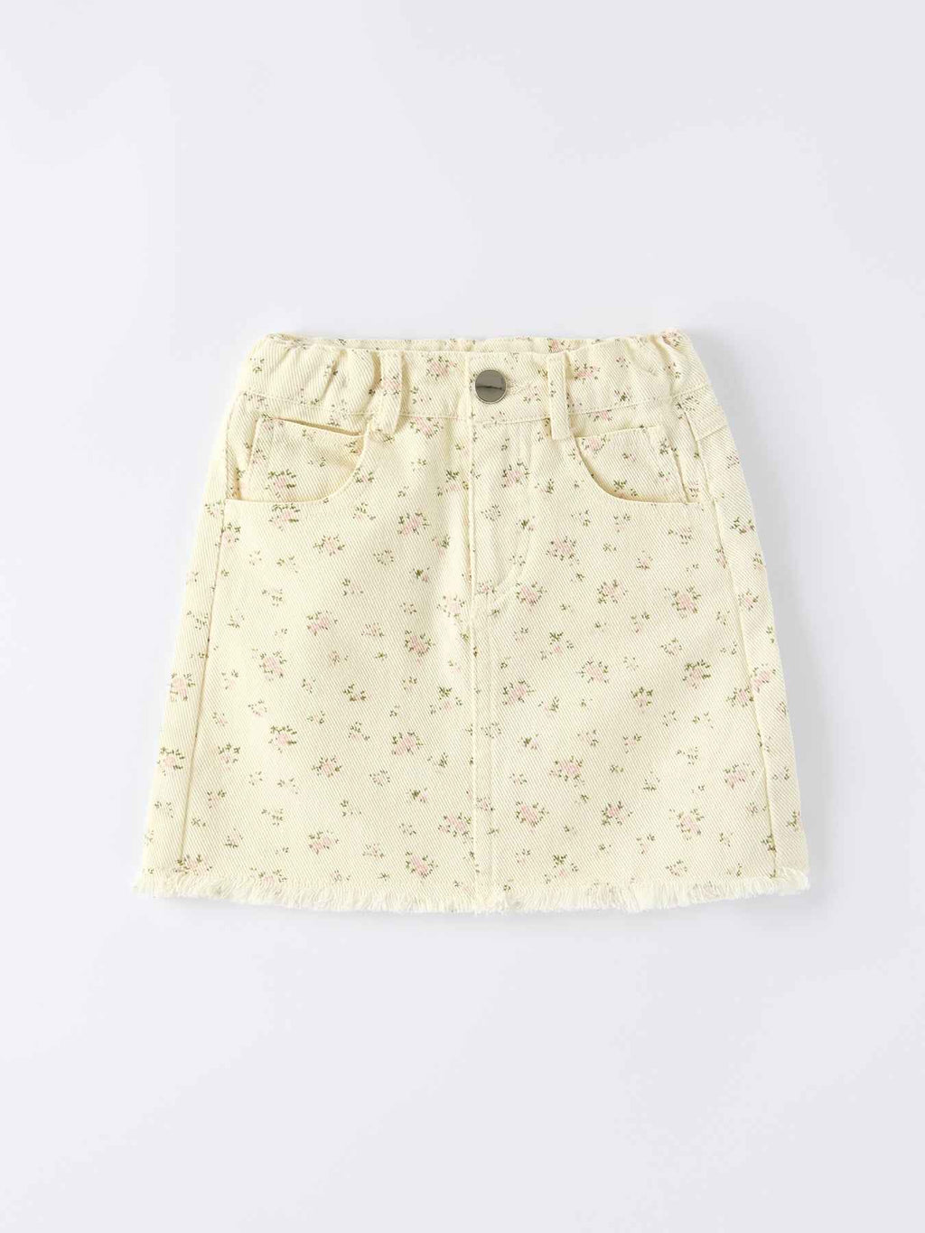 Flower Letter Girl Short Sleeve Top Denim Skirt Set