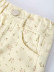 Flower Letter Girl Short Sleeve Top Denim Skirt Set