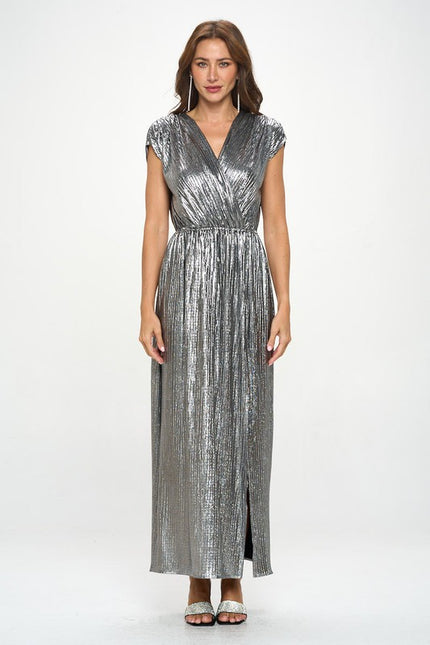 Sleeveless Metallic Maxi Dress - Pikemla