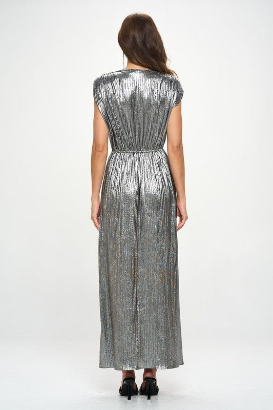 Sleeveless Metallic Maxi Dress - Pikemla