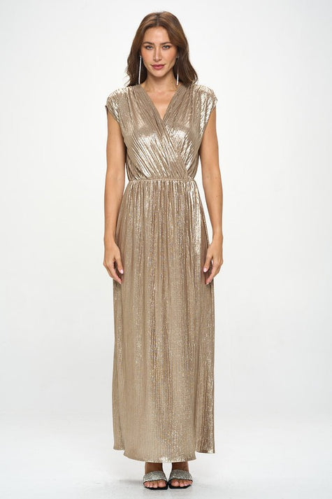 Sleeveless Metallic Maxi Dress - Pikemla