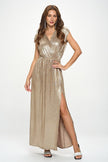 Sleeveless Metallic Maxi Dress - Pikemla