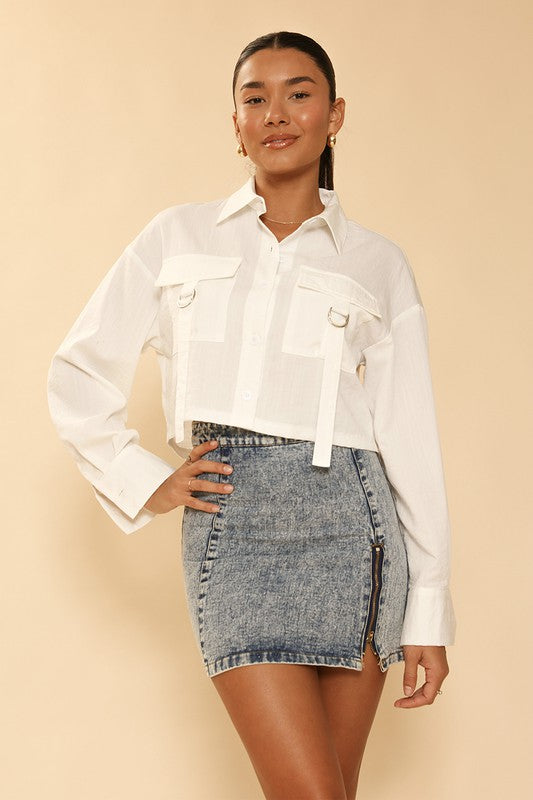 Cropped button front top - Pikemla